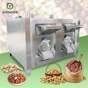 Machine de torréfaction automatique à tambour pour graines de soja, arachides, noix de palme et petites noix, avec décortiqueuse à rouleaux - Product Image 1