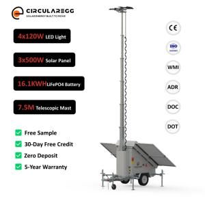 Modular Design for Customization Portable <b>Solar</b> <b>Light</b> Tower 2024㎡ 5Lux 117KM/H Wind Resistance for Outdoor Filming Production - Product Image 1