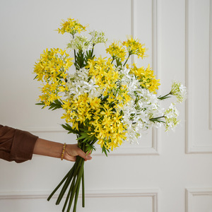 Bouquet de fleurs artificielles en soie, lys de pluie artificiel, lys araignée, pour décorations de mariage et de maison - Product Image 1