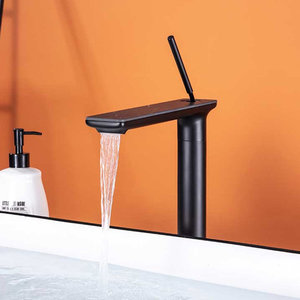 Grifo de lavabo monomando de cobre para baño, grifería de lavabo elevada para grifo de agua fría y caliente, ideal para hoteles y hogares. - Product Image 4