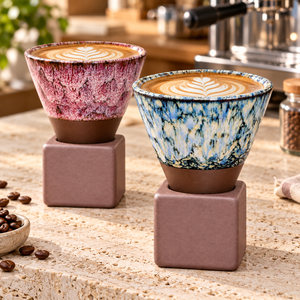 Tazza in Ceramica con Smalto Reattivo Stile Bohémien Floreale con Vassoio, Set da Caffè e Tè da 225ml, Tazza per Latte Art con Confezione Regalo - Product Image 2