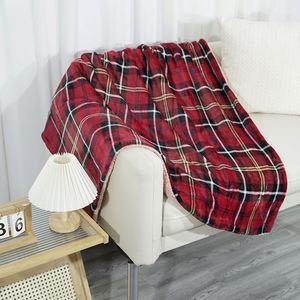 Manta de Sherpa a cuadros rojos para sofá, forro polar de franela de felpa, cabina peluda suave para sofá cama, regalo de invierno cálido y acogedor - Product Image 2