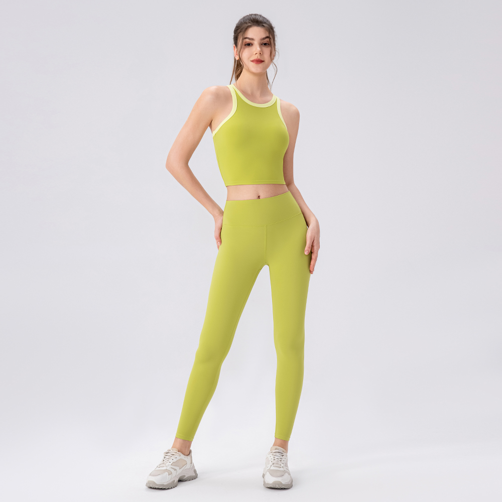 Women's Round Neck Yoga Vest for Outdoor Wear Running and Fitness H-shaped Back Vest Nude Feeling Breathable Sports Bra