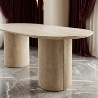 Ensemble table et chaises de salle à manger en pierre naturelle pour salon, table de salle à manger créative en marbre crème de style français