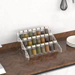 Organizador de especias transparente acrílico clásico tallado de 3 niveles, estante de almacenamiento de condimentos para cocina, <span class=keywords><strong>despensa</strong></span>, encimera, armarios de armario - Product Image 5