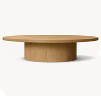 Table basse circulaire mobile en bois de style scandinave RH OEM, base sur pieds, design minimaliste moderne, mobilier de salon en chêne