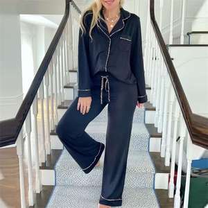 Tasarımcı pijama uzun kollu 2 parça pijama setleri rahat Loungewear kadın setleri - Product Image 2