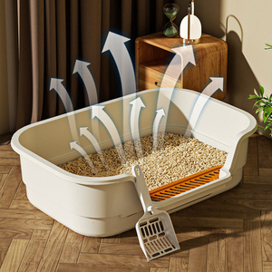 Extra-Large Semi-Enclosed <b>Cat</b> Litter <b>Box</b> - Anti-Tracking Open <b>Cat</b> Toilet Wholesale - Product Image 2