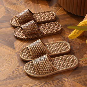 Sandali Estivi da Interno per Uomo e <span class=keywords><strong>Donna</strong></span>, <span class=keywords><strong>Ciabatte</strong></span> <span class=keywords><strong>in</strong></span> Lino Antiscivolo per Tutte le Stagioni, con Fondo Spesso e Design alla Moda <span class=keywords><strong>in</strong></span> <span class=keywords><strong>Paglia</strong></span> di Rattan - Product Image 1
