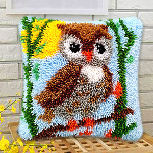 Kit de coussin tapis fait main DIY 40cm/16in, taie d'oreiller brodée, <span class=keywords><strong>crochet</strong></span> avec <span class=keywords><strong>crochet</strong></span> à loquet, technique de tapis, toile, fil - Product Image 4