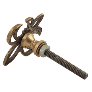 AK <b>Brass</b> Fleur De Lis <b>Brass</b> Metal Cabinet <b>Knob</b> Gold <b>Antique</b> Finish Customized Drawer Shelf Furniture Handle - Product Image 5