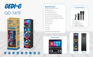 Altavoz GD-1419 para <span class=keywords><strong>Youtube</strong></span>, Altavoz Activo de 800W con Ruedas, V5.0, RGB LED, Carga Inalámbrica Integrada - Product Image 6