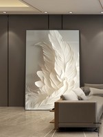 Peinture décorative moderne et simple pour entrée de salon, thème plumes, en porcelaine de cristal, sur toile, avec cadre en aluminium, finition mate