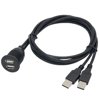 Pour voiture bateau moto noir rond double USB 2.0 panneau encastré câble étanche