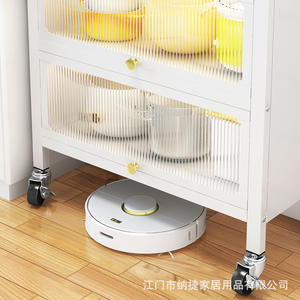 Armoire de rangement étroite Najie Kitchen 40 cm en acier carbone moderne sur roulettes, étagère multi-niveaux - Product Image 4