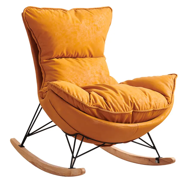 Mueble de tela nórdica para reposapiés, silla reclinable, mecedora con Base de Metal, nuevo diseño