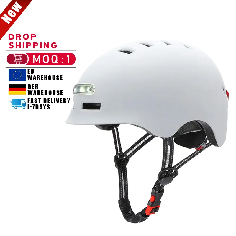 Nova Imagem Bicicleta Bicicleta Ciclismo Capacete Mulheres Homens Skate Esporte Capacete Frente Traseira Lâmpada LED Luz Elétrica Scooter Motor Capacetes