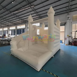 Castillo inflable blanco de calidad comercial para niños, con tobogán y piscina de pelotas, ideal para bodas al aire libre. - Product Image 6