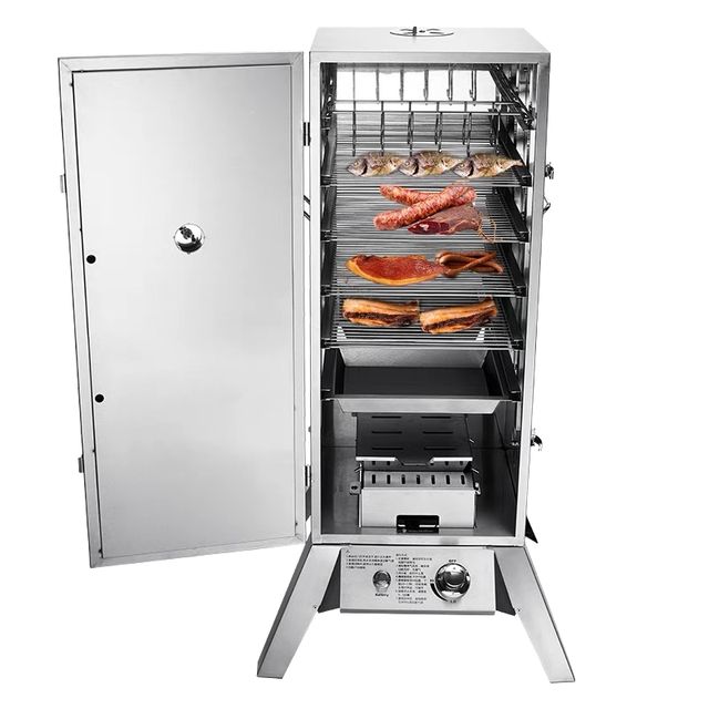 Stainless Steel Vertical Smoker Grill Commercial Electric Meat Fish Smoker Oven Temperature Control BBQ Smoker Cabinet