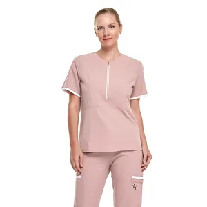 Conjuntos de uniformes médicos personalizados Hospital Clínica Mujeres Enfermera Traje Casual Jogger Trabajo Camiseta Tops Multi Bolsillo Pantalones Traje