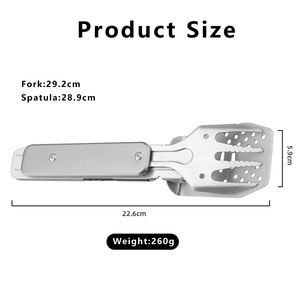 Nuovo Design Set di Utensili per Barbecue 4 in 1 Pieghevoli Multifunzione in Acciaio Inox con Spatola, Forchetta <span class=keywords><strong>e</strong></span> Pinze per Campeggio all'Aperto - Product Image 2
