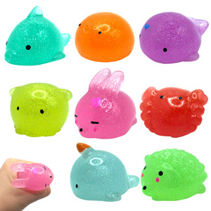 Nouvelles Grandes Balles Anti-Stress Kawaii Animaux Marins Sensorielles à Presser Pailletées Jouet Squishy Mochi - Product Image 1