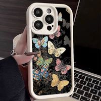 Coques de Téléphone Antichoc Luxe Papillons pour iPhone 17 Air 16 15 Plus Pro Max 14 13 12 11 X Housse de Protection Logo Personnalisé