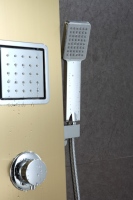 Colonne de douche standard européenne en acier inoxydable 304, finition or brossé, avec jets de pluie, jets latéraux et douchette à main, OEM CE