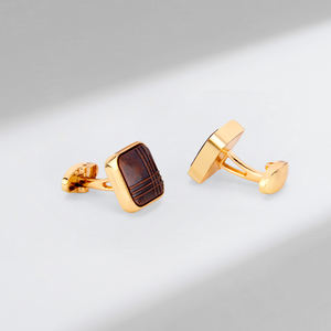 Daili classique plaqué or en alliage de zinc carré boutons de manchette pour hommes rouge <span class=keywords><strong>Bronze</strong></span> costume d'affaires chemise mariage fiançailles fête Occasions - Product Image 2