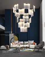 Grand lustre, luminaire moderne en acrylique, style nordique créatif pour escalier, villa, lustre de luxe évidé pour escalier