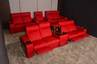 4D Design Kino Kino KTV Raum funktion Schnitt Liege Leder Stoff matt Leder Interieur Wohnzimmer Sofa