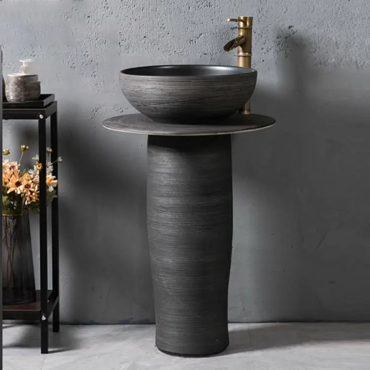 Modern Art Lavabo Sink Stand Designer with Decorative Cylindrical Pedestal Wash Basin price in indian