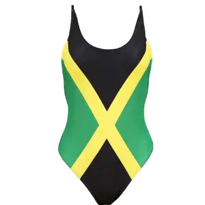 Women's Fashion One Piece Thong Bathing Suit Caribbean Jamaica flag Monokini Swimsuit Swimwear beachwear Manufacture Wholesale