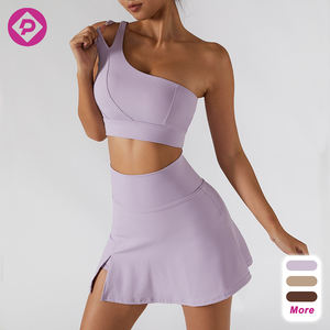 Ensemble de soutien-gorge de sport à une épaule et jupes de tennis, jupes de golf taille haute, vêtements de sport actifs, ensembles de yoga pour femmes - Product Image 1