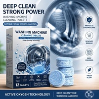 Tablettes nettoyantes effervescentes pour lave-linge – Détartrage puissant, nettoyage en profondeur du tambour, formule universelle, taches tenaces – 12 unités