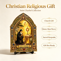 Targa Personalizzata in Resina di San Charbel Maronita Libanese, Stampa UV 3D, Cornice Dorata, Articoli Religiosi Cattolici, Regalo OEM