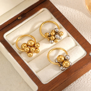 Stainless Steel Ball <b>Rings</b> Women's Jewelry Geometric Design Multi Bead <b>Titanium</b> Steel <b>Ring</b> Everyday Wear - Product Image 1
