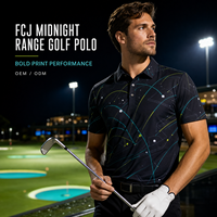 Polo de performance OEM ODM personnalisé à toucher frais pour hommes, protection UPF 50, imprimé foncé, vêtement de golf à manches courtes
