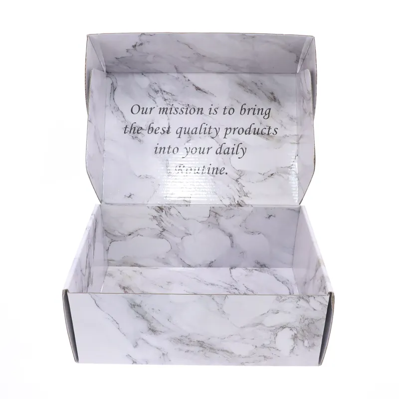 Boîte d'expédition de luxe en papier ondulé de couleur marbre moyen pour les enfants