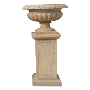 De alta calidad de piedra arenisca <span class=keywords><strong>Beige</strong></span> Simple y estilo clásico maceta en Stock para jardín - Product Image 3