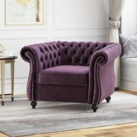 Superbe Offre : Fauteuil Club Chesterfield Leila en Velours, Design Moderne, avec Dossier Solide à 3 Positions et Structure en Bois