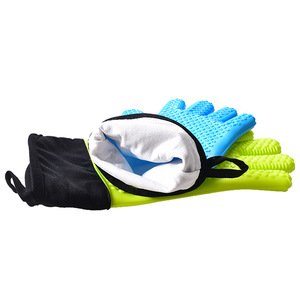 Gants de cuisine en silicone pour la cuisson, la pâtisserie, le micro-ondes, rouge et bleu, résistants à la chaleur - Product Image 3