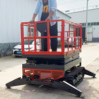 Platform Kerja ATV Derek Gunting Hidrolik Diesel Mobile Pengangkat Beban Bertenaga Sendiri untuk Medan Berat 4-18m