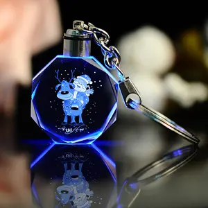 K9 3d Laser Engraving Led Luminous Light Custom Car Logo Crystal Keychain For Promotion Gift