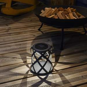 Lampada solare decorativa in metallo nero, resistente alle intemperie, luce LED, ideale per esterni e decorazione di giardini. - Product Image 2