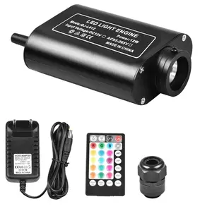Kit de controle remoto de fibra óptica 12w, kit de luzes para carro e quarto com música