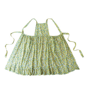Seersucker Floral Apron Fashion Green Oil Resistant All Cotton Daily Use Kitchen Gardening - Product Image 5