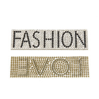 Patch thermocollant rectangulaire en strass à motif alphabet pour vêtements, bagages, chaussures, chapeaux et accessoires de décoration