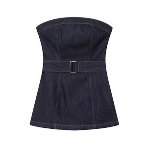 Nuovo Top in Denim da <span class=keywords><strong>donna</strong></span> alla moda con cintura a vita alta Jeans <span class=keywords><strong>Online</strong></span> abbigliamento da <span class=keywords><strong>donna</strong></span> Shopping - Product Image 2