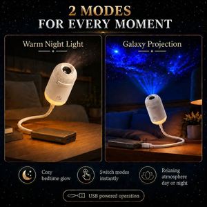 Modern USB <b>Projector</b> Projection Night <b>Light</b> RGB Starry Sky Feature LED Warm White Dimmable Control ABS+Silicone for Home Bedroom - Product Image 4